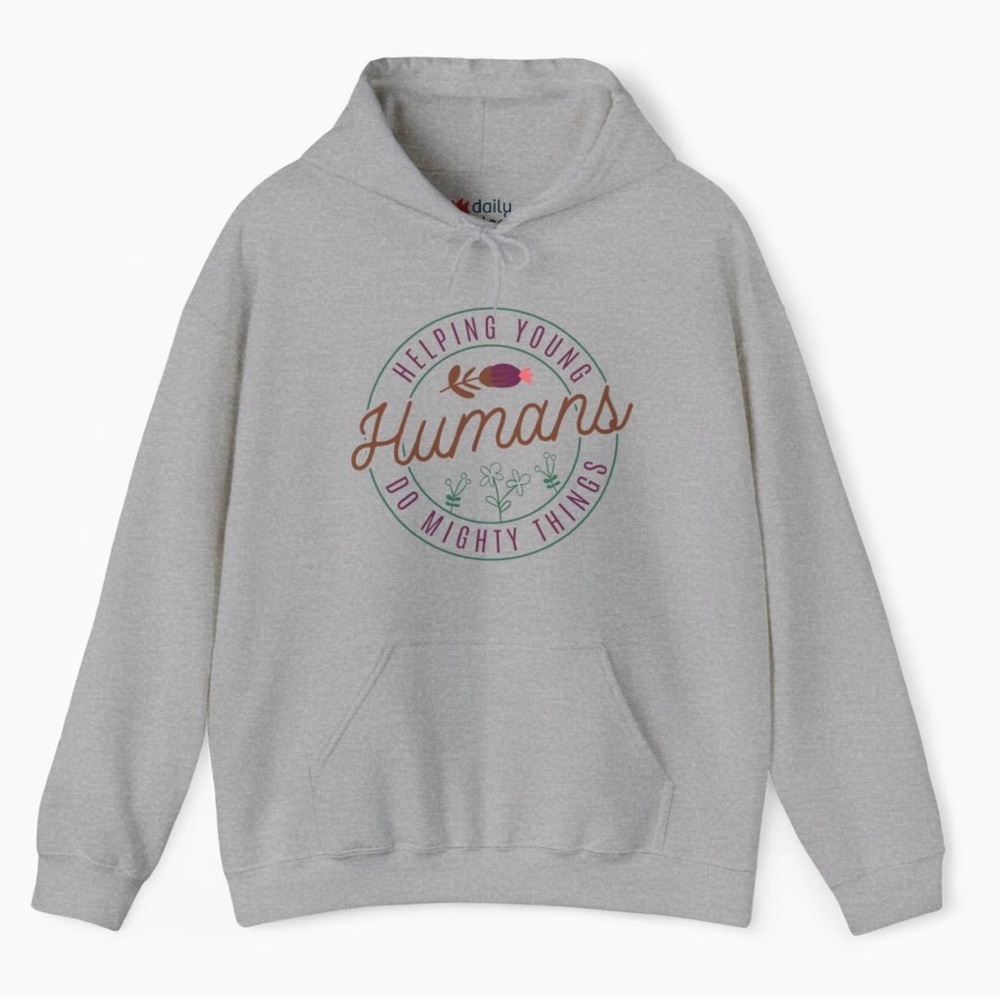 Daily‎ Bloom Graphic Hoodie Sweatshirt Grey 2XL Women's "Keeping All Humans"